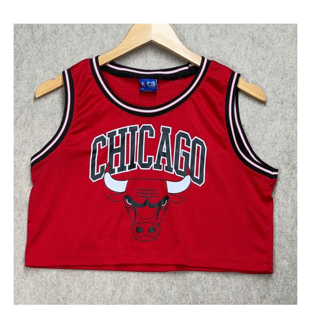Chicago Bulls NBA Ultra Game Red Mesh Cropped Basketball Jersey Tank Women Small